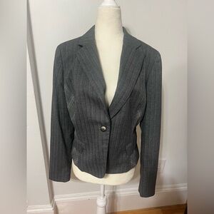 Womyn Dark Gray Striped Blazer